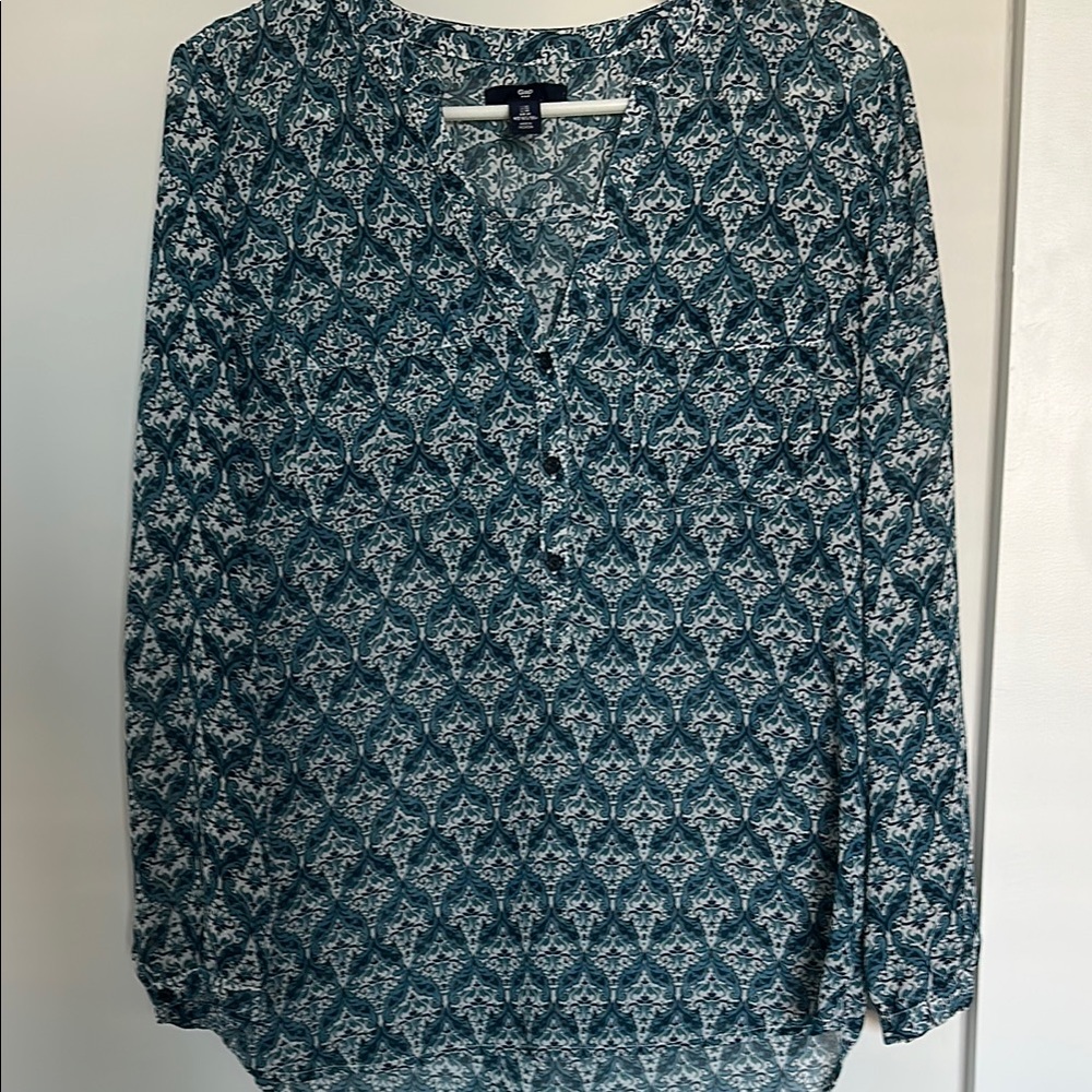 GapPatterned Long Sleeve Blouse